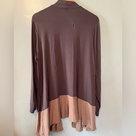 LOGO By Lori Goldstein Multicolor Colorblock Open Knit Cardigan Size 1X Pockets. - Picture 5 of 8